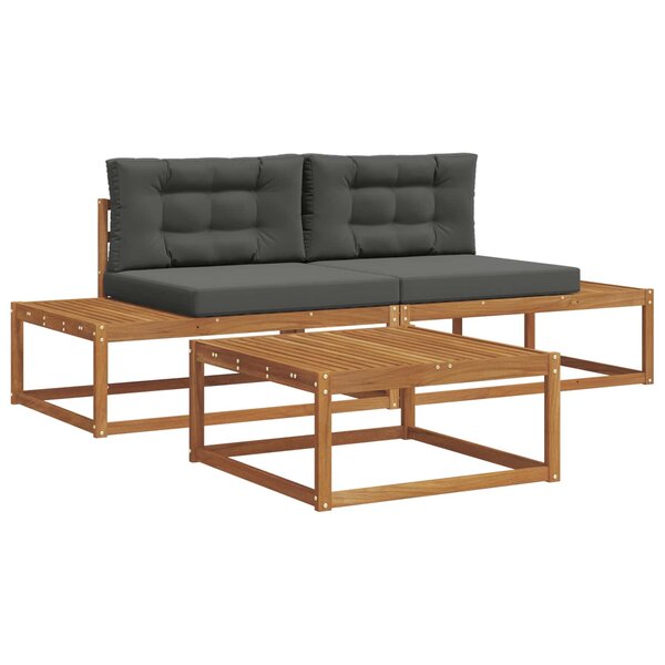 vidaXL Ensemble de canapés d'extérieur Naturel et Anthracite