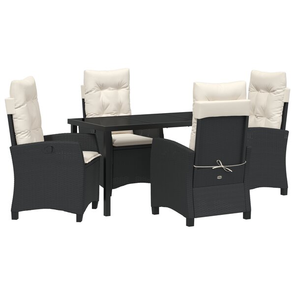 vidaXL Ensemble de salle à manger de jardin 5 pièces avec coussins - Rattan synthétique noir