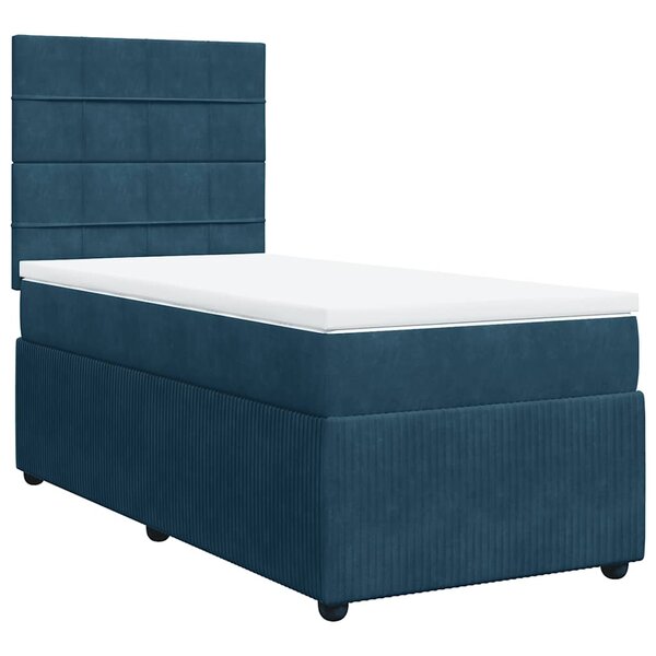 vidaXL Sommier à lattes de lit avec matelas Bleu foncé 90x190 cm
