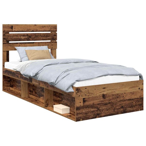 vidaXL Cadre de lit Bois ancien 75 x 190 cm Pin massif