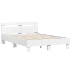 vidaXL Cadre de lit avec LED Blanc 137 x 190 cm Bois d'ingénierie