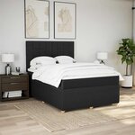 vidaXL Sommier à lattes de lit avec matelas Noir 160x200 cm Tissu