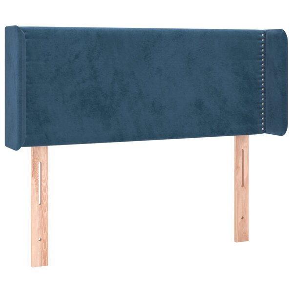 vidaXL Tête de lit avec oreilles Bleu foncé 93x16x78/88 cm Velours