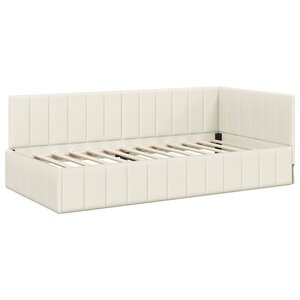 vidaXL Cadre de lit d'angle avec tête de lit Crème 90 x 200 cm Velours
