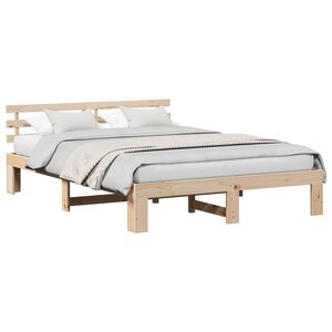 vidaXL Cadre de lit avec tête de lit Naturel 160 x 200 cm Pin massif