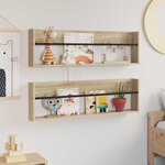 vidaXL Étagère à magazines 2 Pièces Chêne Sonoma 100 x 12 x 30 cm