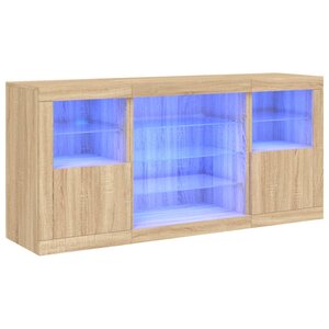 vidaXL Buffet avec lumières LED chêne sonoma 142 5x37x67 cm