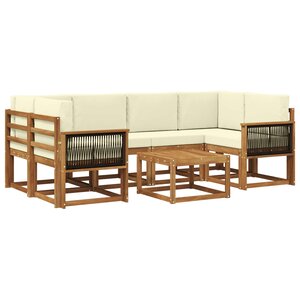 vidaXL Ensemble de canapés d'extérieur 5 pc Naturel et Crème