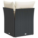 vidaXL Canapé d'angle de jardin avec coussins noir résine tressée