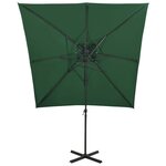 vidaXL Parasol de jardin en porte-à-faux à double toit 250x250 cm vert