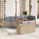 vidaXL Ensemble de canapé de jardin 9 Pièces Beige  Gris 100 x 55 x 73 cm