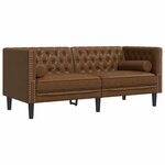 vidaXL Canapé Chesterfield avec traversins 2 places similicuir daim
