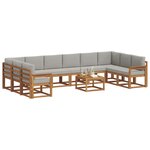vidaXL Ensemble de canapés d'extérieur 11 Pièces Gris Naturel et Clair