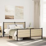 vidaXL Cadre de lit en métal sans matelas chêne sonoma 140x190 cm