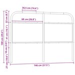vidaXL Tête de lit chêne fumé 140 cm acier et bois d'ingénierie