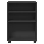 vidaXL Table d'appoint avec roues noir 55x60x78 cm bois d'ingénierie