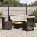 vidaXL Salon de jardin 5 Pièces avec coussins Marron Résine tressée