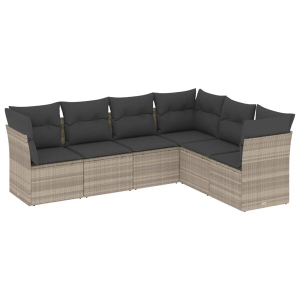 vidaXL Salon de jardin 6 Pièces avec coussins gris clair résine tressée