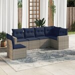 vidaXL Salon de jardin 6 Pièces avec coussins gris résine tressée