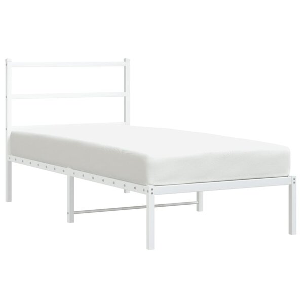 vidaXL Cadre de lit métal sans matelas avec tête de lit blanc 90x190cm