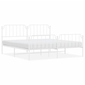 vidaXL Cadre de lit métal sans matelas et pied de lit blanc 200x200 cm