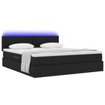 vidaXL Lit de rangement LED avec matelas Noir 160 x 200 cm Tissu