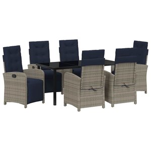 vidaXL Ensemble de salle à manger pour jardin 7 Pièces Gris polyrotin