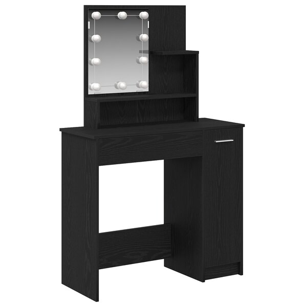 Table de Maquillage LED vidaXL en Chêne Noir - 86 5 x 35 x 136 cm