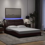 vidaXL Cadre de lit avec LED sans matelas marron foncé 140x200cm tissu