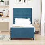 vidaXL Lit à ressorts avec tête de lit Bleu foncé 90 x 190 cm Velours