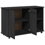 vidaXL Cabinet roulant Noir 100 x 39 x 65 5 cm Bois de Pin Massif