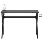 Bureau table poste de travail meuble d'ordinateur informatique étude de jeu avec pieds en forme de K 110 x 60 x 75 cm noir 02_0023769