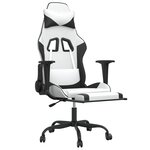 vidaXL Chaise de jeu avec repose-pied Blanc et noir Similicuir