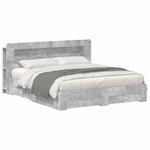 vidaXL Cadre de lit avec rangement Gris béton 200 x 200 cm