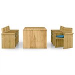 vidaXL Ensemble à manger de jardin 7 Pièces avec coussins pin imprégné