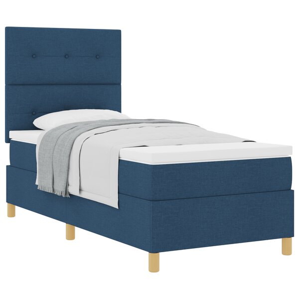 vidaXL Lit à Ressorts bleu avec matelas 100x200 cm en tissu