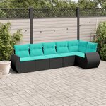 vidaXL Salon de jardin 6 Pièces avec coussins noir résine tressée