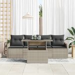 vidaXL Ensemble de canapé de jardin 5 Pièces Gris clair Poly rotin