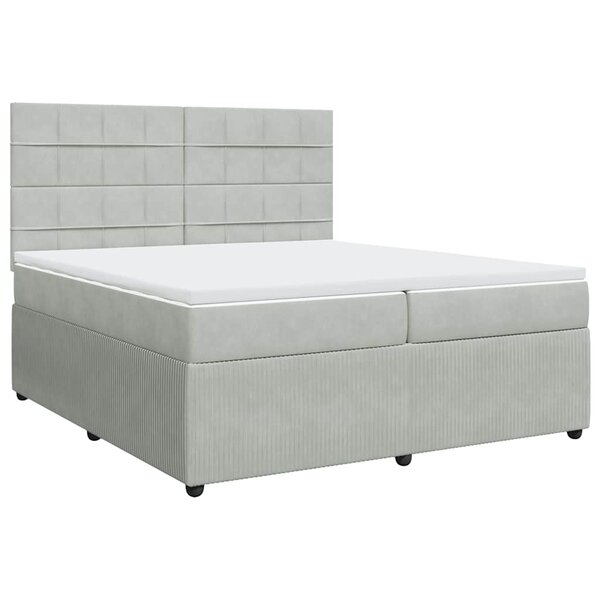 vidaXL Sommier à lattes de lit et matelas Gris clair 200x200cm Velours