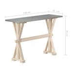 vidaXL Table console avec dessus en zinc 118x35x76 cm Bois de manguier