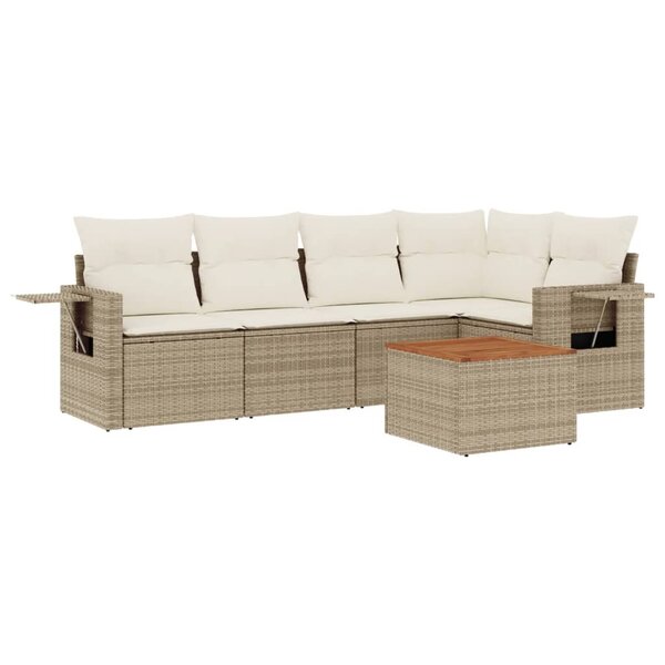 vidaXL Salon de jardin avec coussins 6 Pièces beige résine tressée