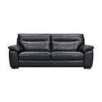 Canapé fixe 3 places - Cuir de buffle noir - Classique - L 204 x P 92 x H x 90 cm - CHARLOTTE