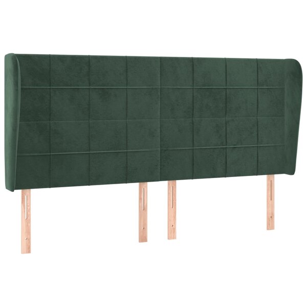 vidaXL Tête de lit avec oreilles Vert foncé 183x23x118/128 cm Velours