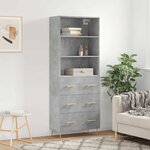 vidaXL Buffet haut Gris béton 69 5x34x180 cm Bois d'ingénierie