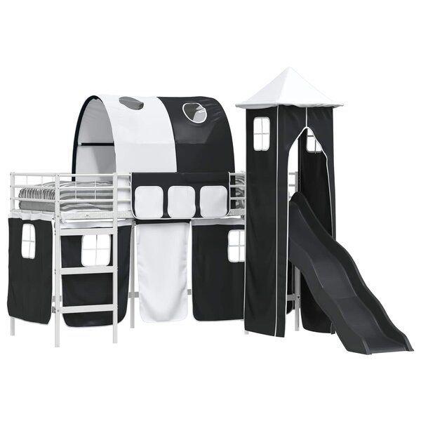 vidaXL Lit mezzanine pour enfants Blanc et Noir 74 5 x 190 cm Métал