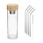 Bouteille infuseur de thé + 4 pailles en inox