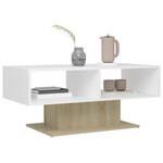 vidaXL Table basse blanc et chêne sonoma bois d'ingénierie