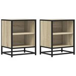 vidaXL Tables de chevet 2 Pièces chêne sonoma bois d'ingénierie et métal
