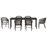 vidaXL Ensemble de 7 pièces de salle à manger de jardin – Rotin poly brun