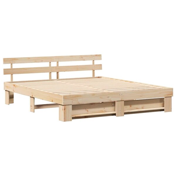 vidaXL Cadre de lit Marron 200 x 200 cm Bois massif en pin